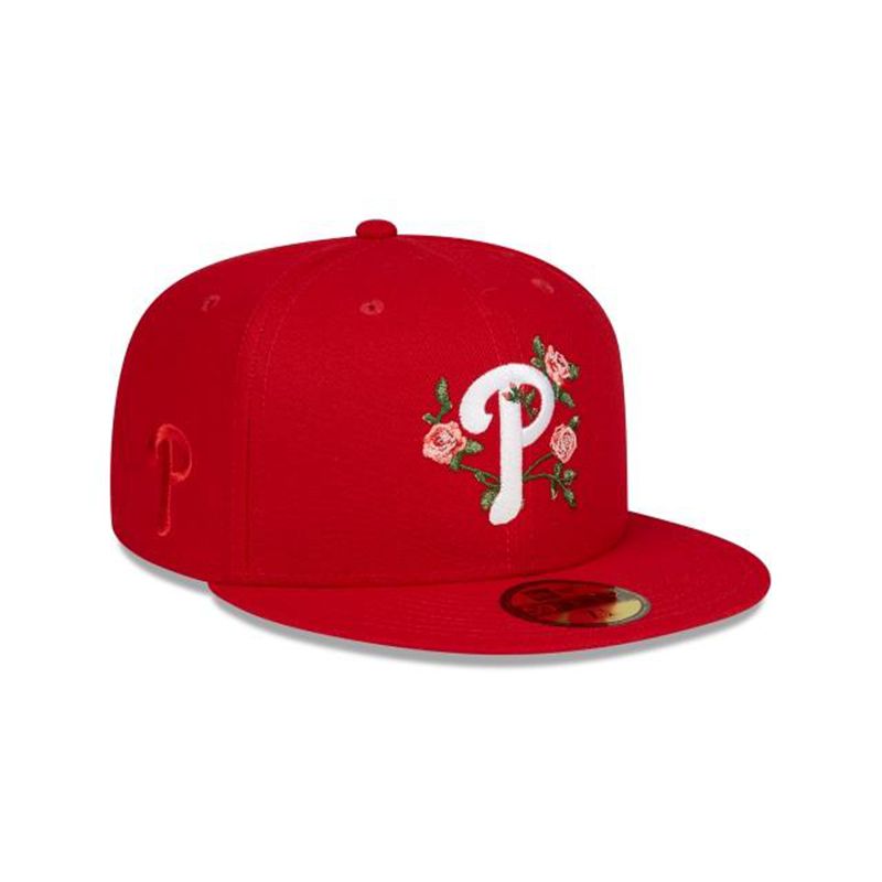 MLB Philadelphia Phillies Bloom 59Fifty Fitted (BVK0407) - Red New Era Caps